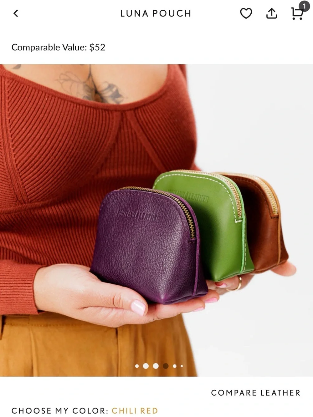 Portland Leather CLASSIC Luna Pouch - Chili Red